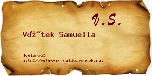 Vétek Samuella névjegykártya